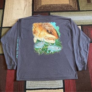 Guy Harvey Men's Blue Water Fishing Long Sleeve Shirt Sz 2XL